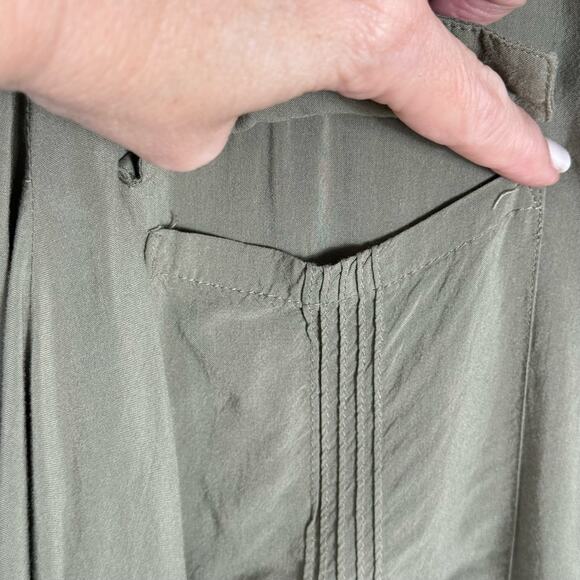 Chico’s Army Green Button Up Shirt Dress Size 3 - Picture 4 of 9